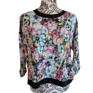 Juicy couture Sport Top Long Sleeves Floral Print Multicolour Banded Hem Women M